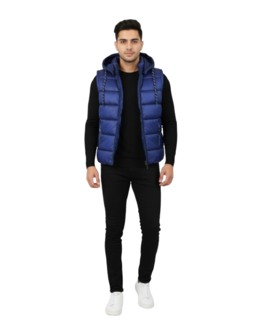 Premium Quality Sleeve Less Puffer Jacket - Dark Blue