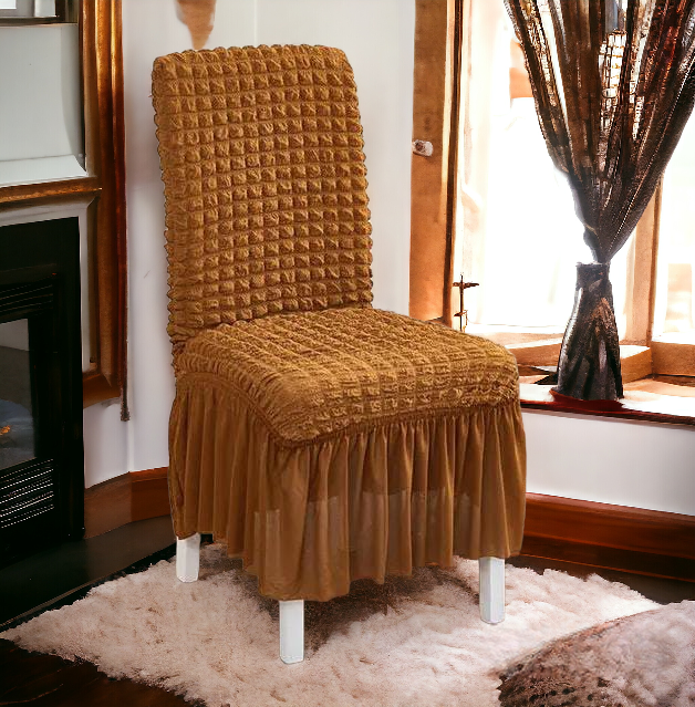 Bubble Stuff Frill Style Dining Chair Cover | Copper Color | For Weddings, Dining Rooms, Offices, Banquets, And Home Decor