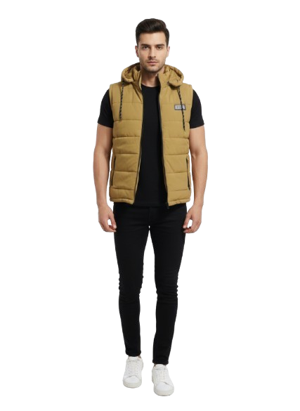 Premium Quality Sleeve Less Puffer Jacket - camel