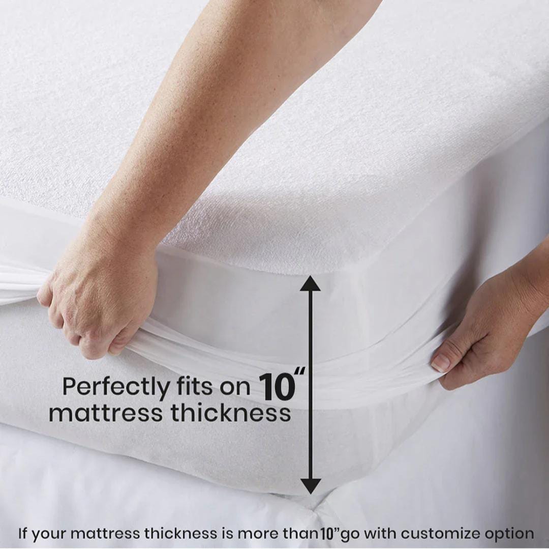 Solid Quilted 100% Waterproof Mattress Protector For Double Bed - Off White