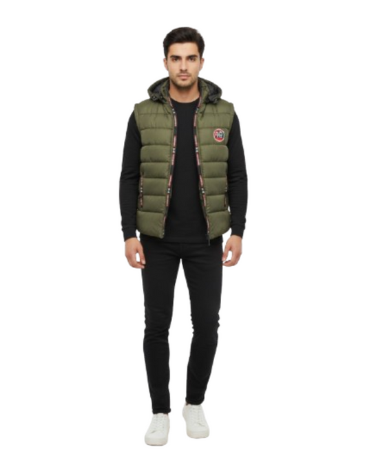 Premium Quality Sleeve Less Puffer Jacket - Arm Green