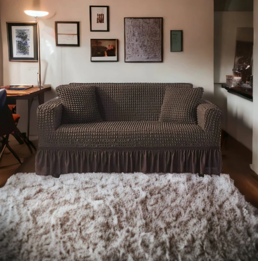 Bubble Turkish Sofa Cover - Chocolate Brown
