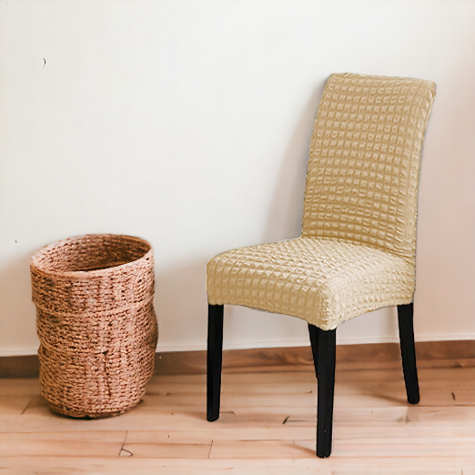 Bubble Style Fitted Dining Chair Cover | Skin Golden Color  | For Weddings, Dining Rooms, Offices, Banquets, And Home Decor