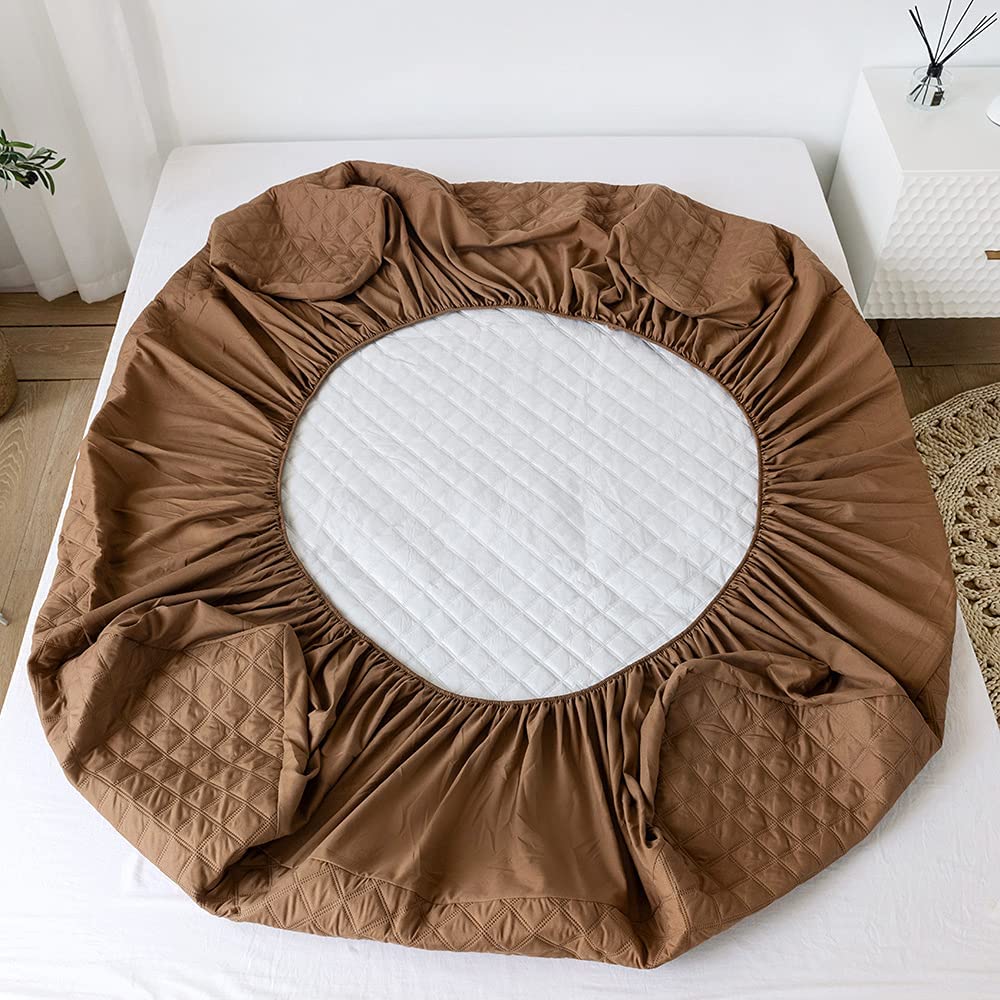 Cotton Quilted Waterproof Mattress Cover | Copper Color | for Kids Adults, Washable Hypoallergenic Mattresses cover Fit Up To 6-12 inch Deep Pocket Queen & King Size