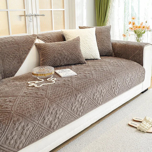 MAT ULTRASONIC SUPER SOFT SOFA COVER ( BROWN )