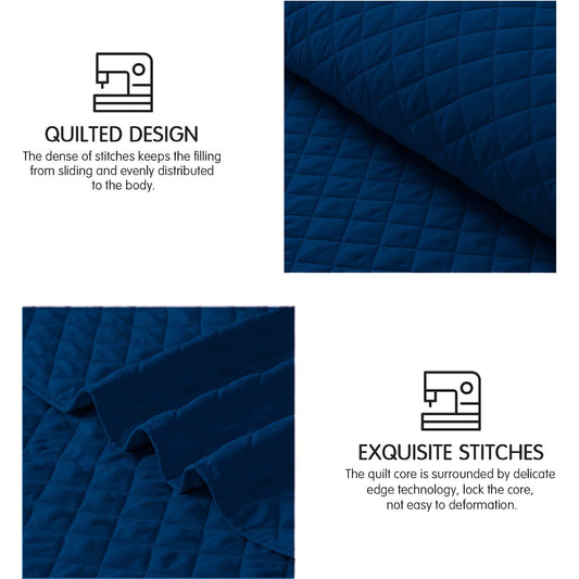 Sapphire Blue -king Size Microfibre: Quilted 3 pcs bedspread set