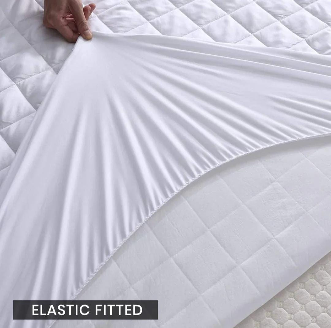 Solid Quilted 100% Waterproof Mattress Protector For Double Bed - Baby Pink