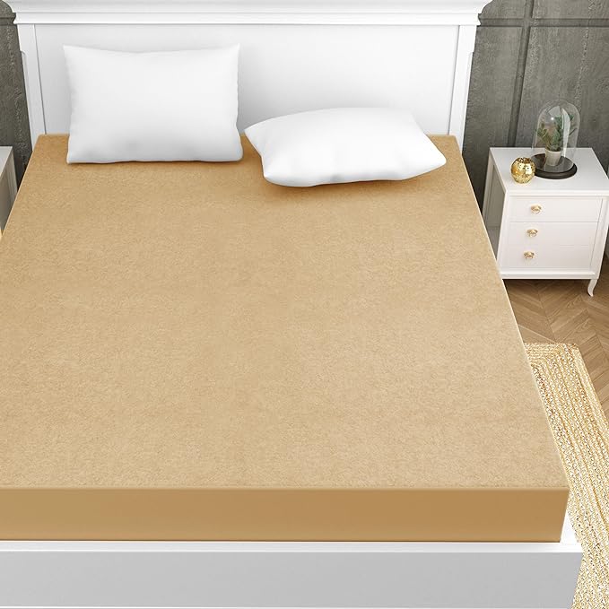 Terry Cotton Ultra Soft Waterproof Mattress Protector | Copper Color | for Kids Adults | Washable Hypoallergenic Mattresses Cover Fit Up To 6-12 inch Deep Pocket Queen & King Size