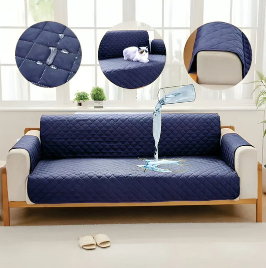 WATERPROOF COTTON QUILTED SOFA COVER - SOFA RUNNERS (Light Blue)