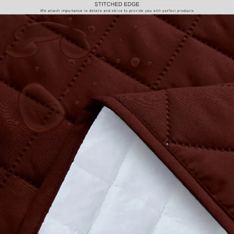 WATERPROOF COTTON QUILTED SOFA COVER - SOFA RUNNERS (Dark Brown)