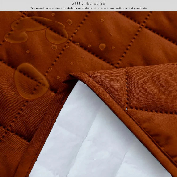 WATERPROOF COTTON QUILTED SOFA COVER - SOFA RUNNERS (Copper Brown)